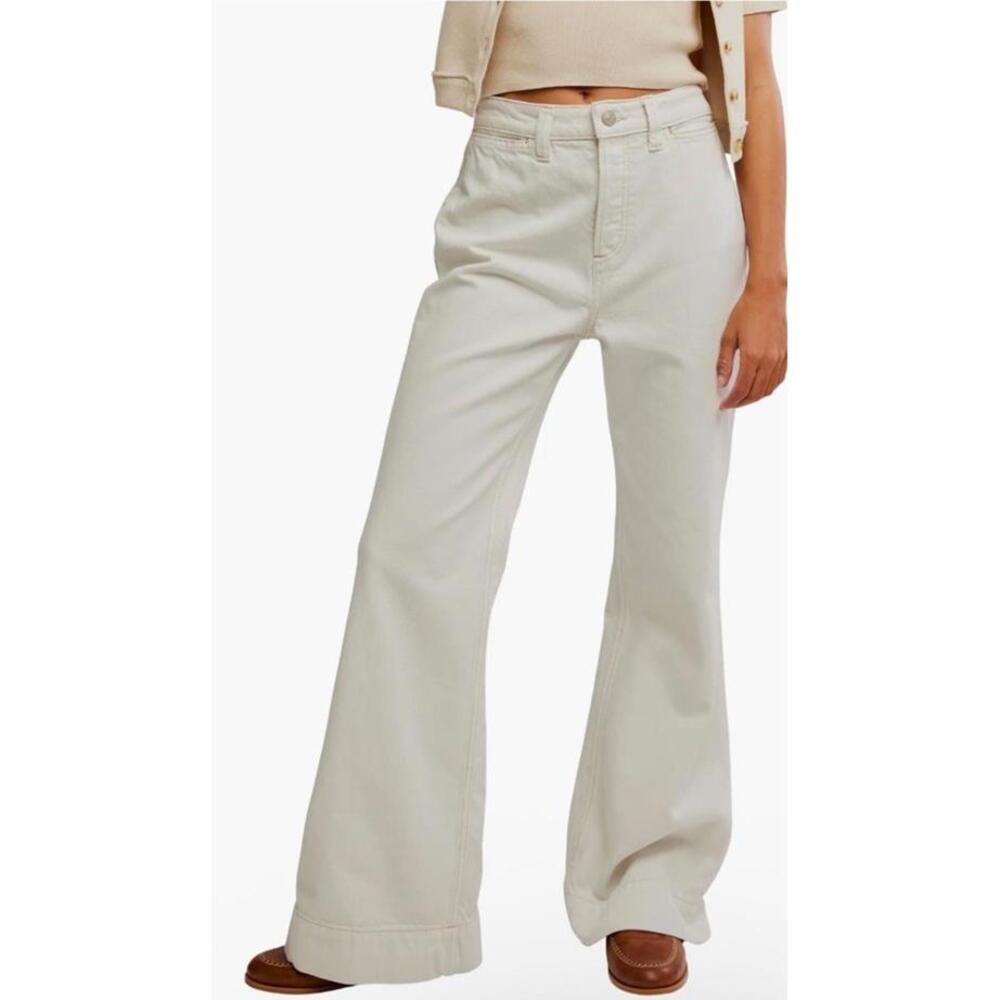 NWT Free People  We The Free Womens Ecru White Cerine High Rise Bootcut Jeans 30